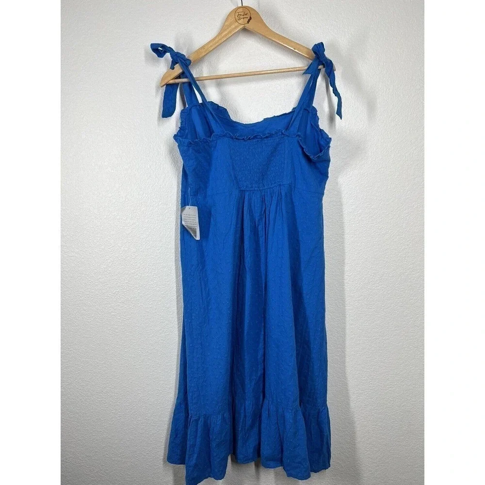 NSR Eyelet Tie Strap Midi Dress